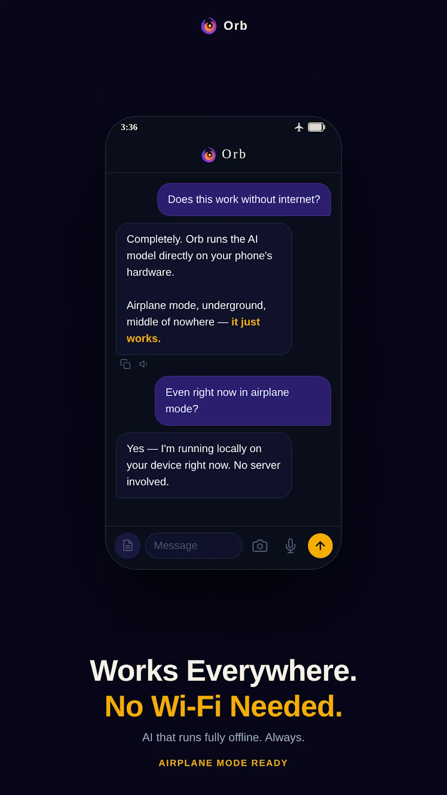Orb chatting with Wi-Fi turned off
